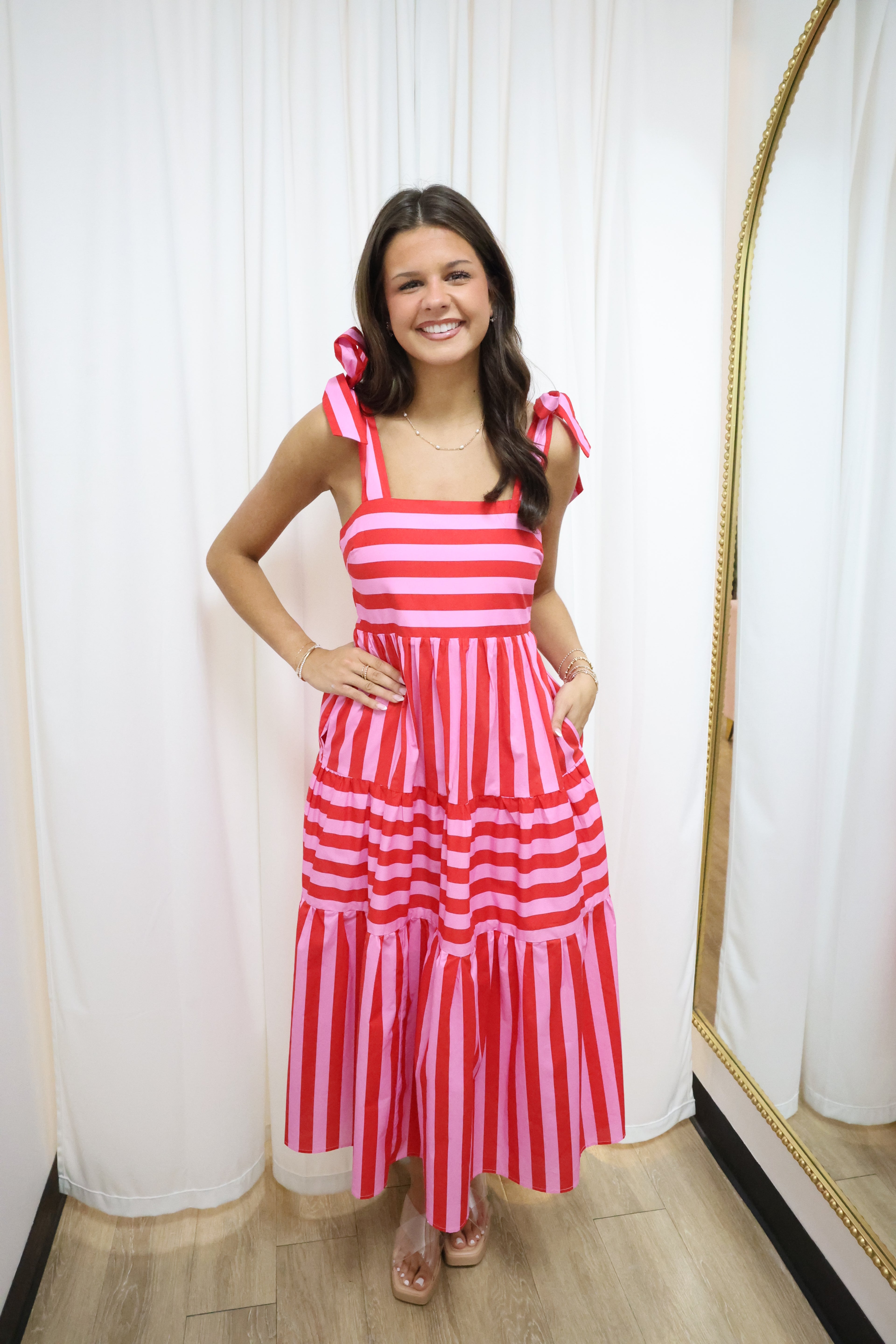 Red Striped Midi