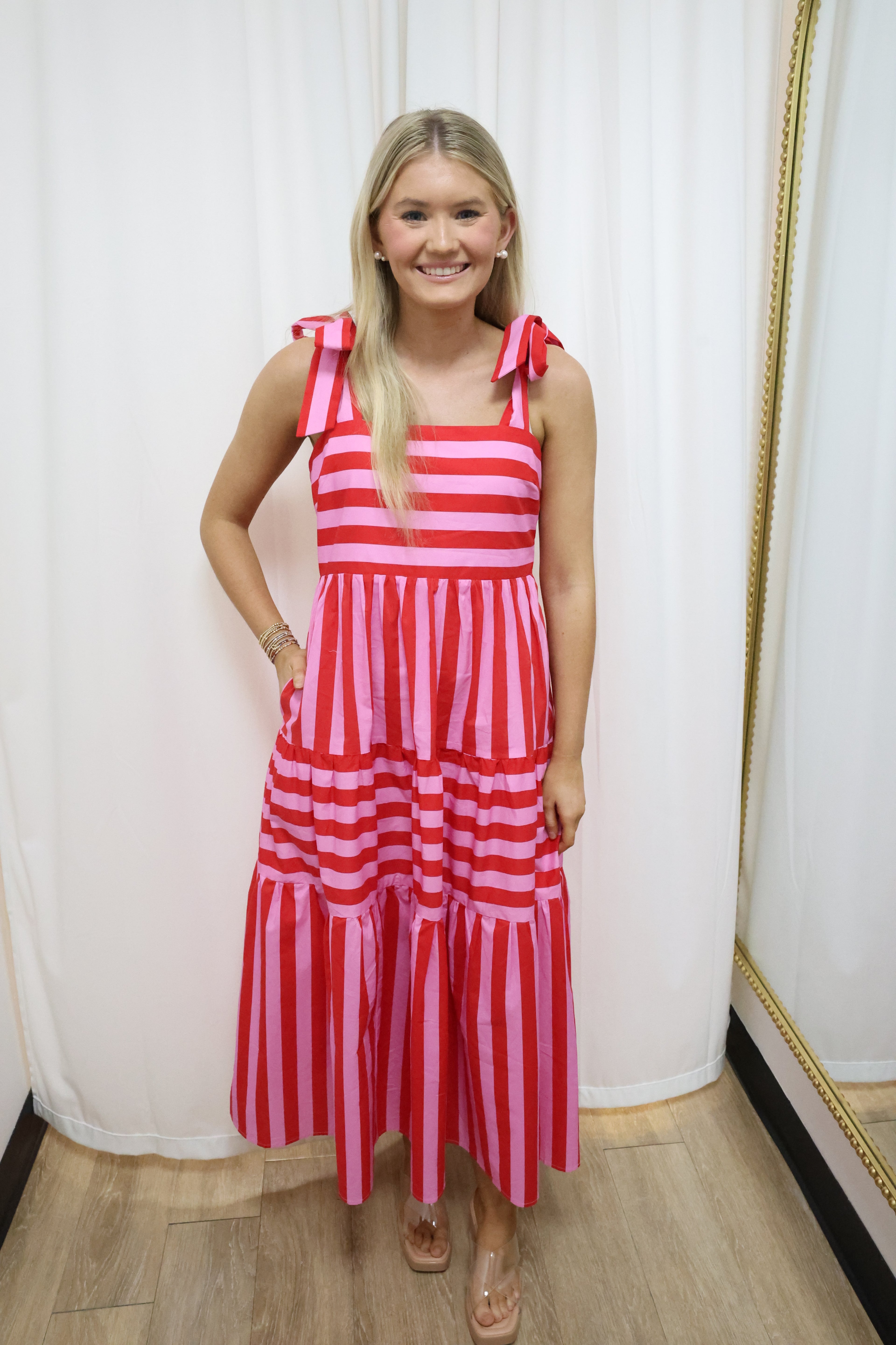 Red Striped Midi